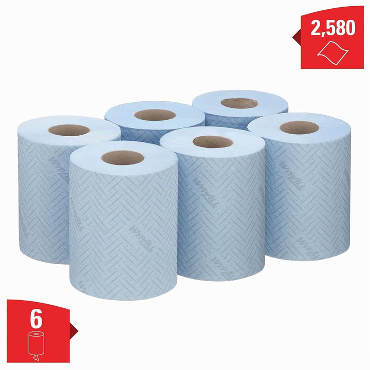 WypAll L10 Papierreinigungstücher, 1-lagige blaue Rolle mit Zentralentnahme, Reinigungstücher für Le