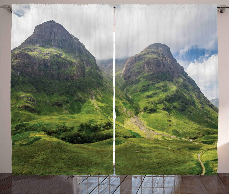 ABAKUHAUS Schottland Rustikaler Gardine, Glencoe Highlands Wolken, Schlafzimmer Kräuselband Vorhang