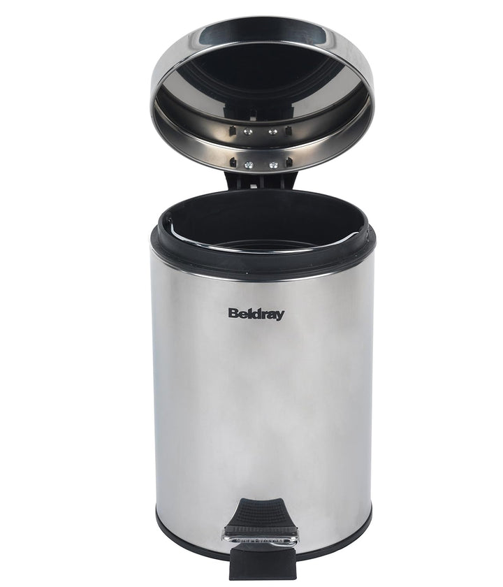 Beldray LA038098SS Badezimmer-Fusspedal-Mülleimer - Kleiner runder Edelstahl-Hygienemülleimer für Sc