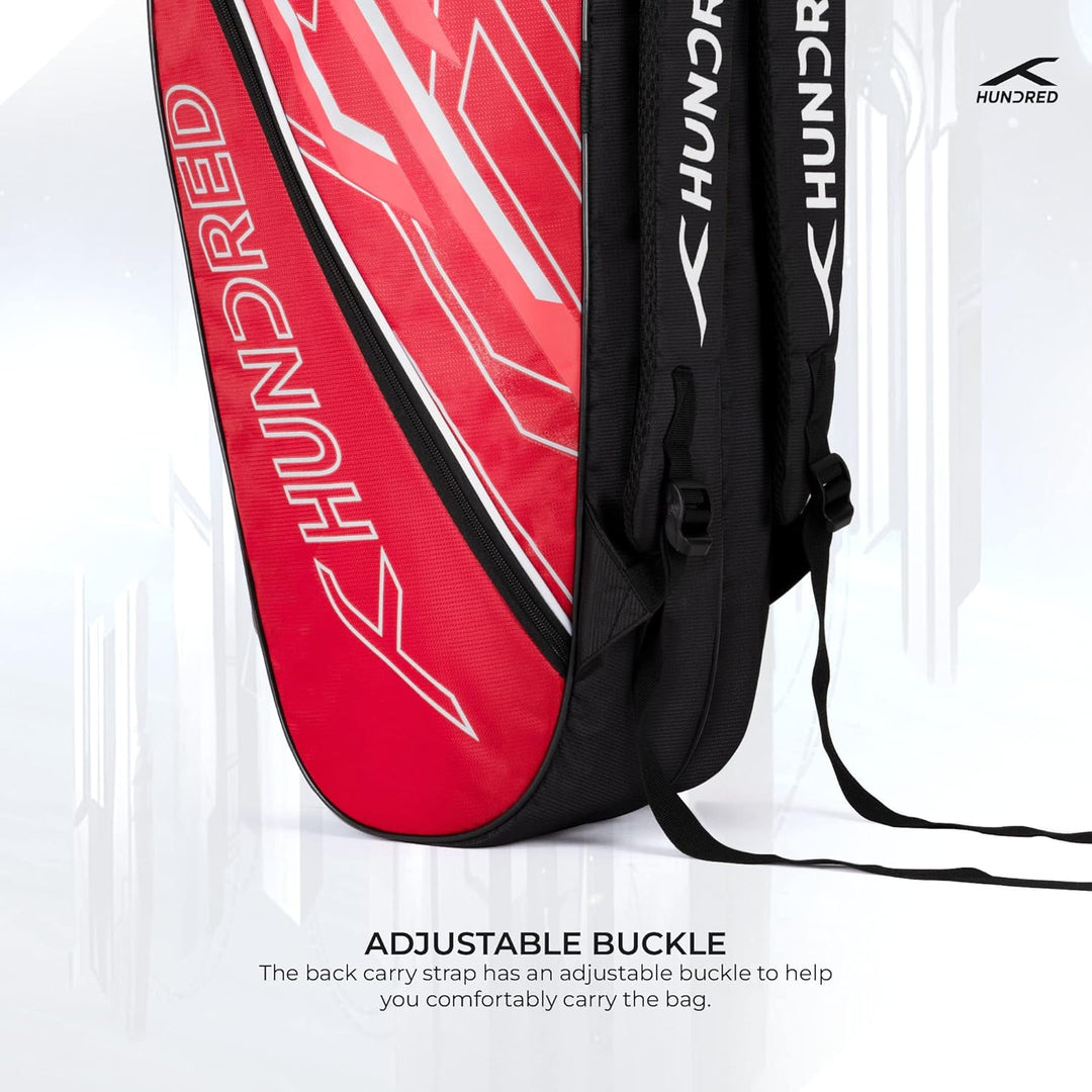 HUNDRED Badminton- und Tennisschlägertasche | Material: Polyester | 3 Fächer | Tragegriff | Gepolste