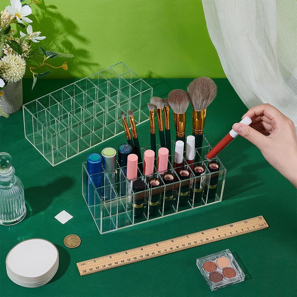 peacoblue Lippenstift-Organizer aus Acryl mit 24 Fächern, 21,1 × 9 × 7 cm Lipgloss-Halter, Transpare
