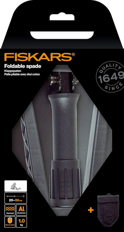 Fiskars Klappspaten für Camper und Bergsteiger, Auch als Schaufel und Hacke einsetzbar, Mit Canvas-T