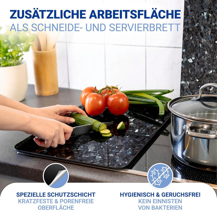 Maximex Herdabdeckplatte Universal Blauer Marmor 2er Set - 2er Set, Abdeckplatten für alle Herdarten