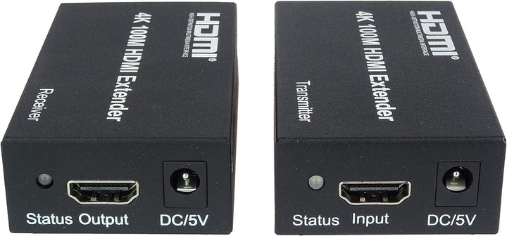 PremiumCord 4K HDMI Extender auf 100m über EIN Cat5e/Cat6 Kabel, Metallgehäuse, LED Status, Kompatib