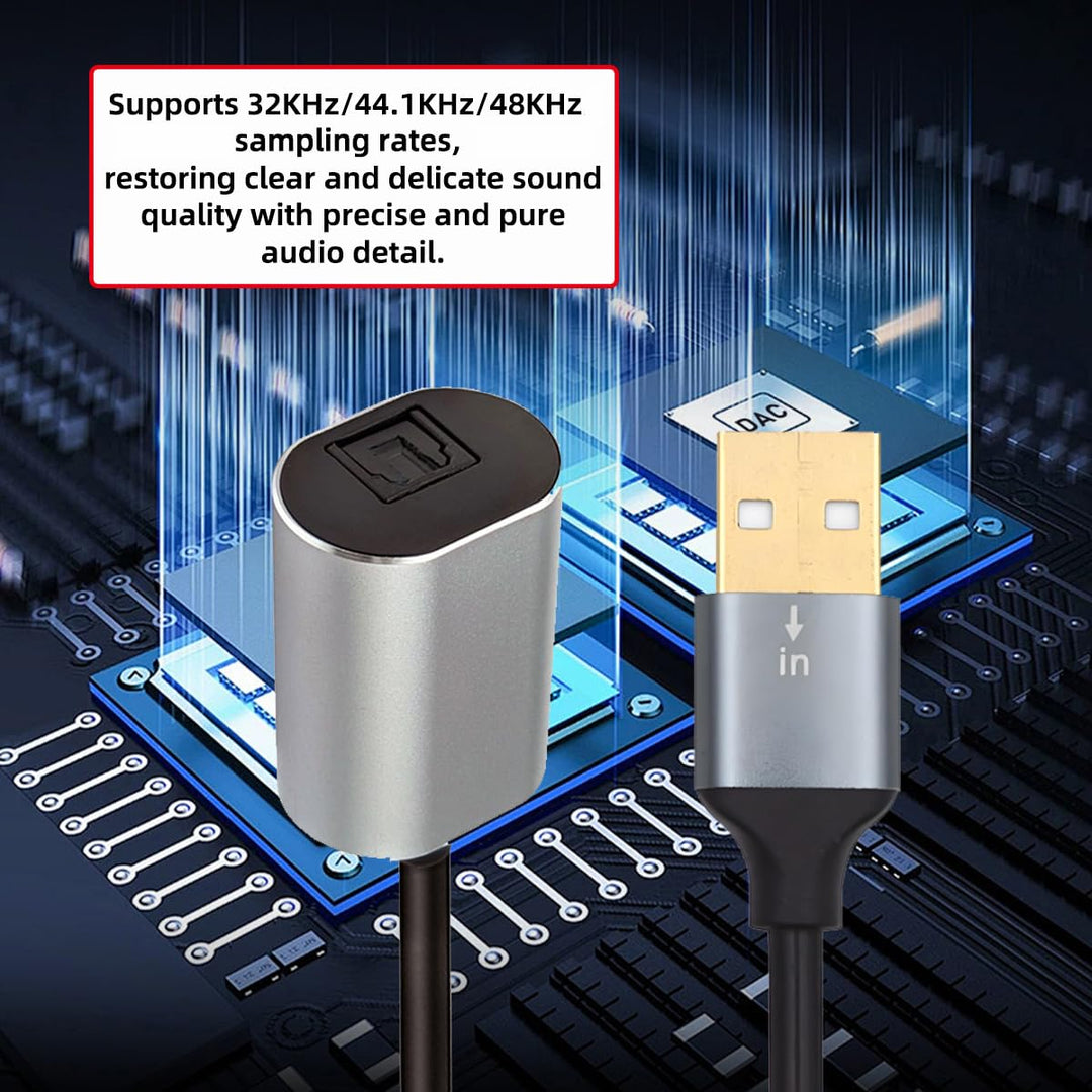 cablecc USB 2.0-A auf optisches Audiokabel, USB-A-Stecker auf Toslink-Buchse, digitales optisches Au