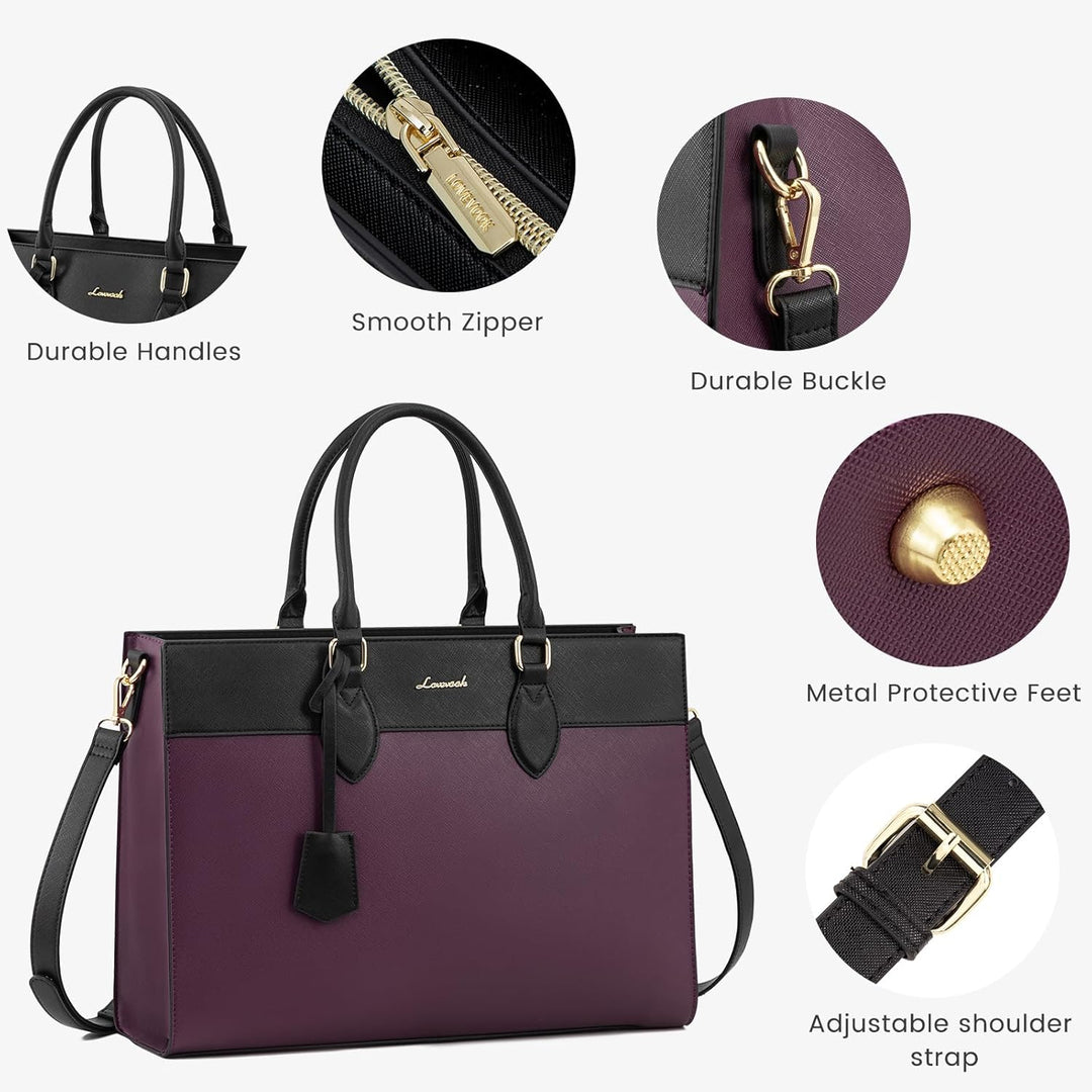LOVEVOOK Laptoptasche Damen 15,6 Zoll, Gross Arbeitstasche Handtasche Schultertasche Wasserdicht PU
