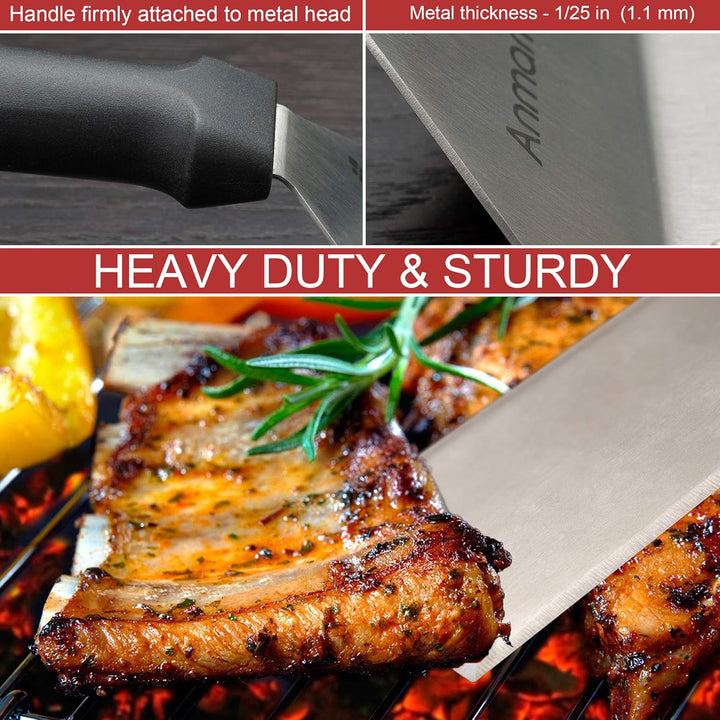 Exklusives Grillwender Set aus hochwertigem Edelstahl - BBQ Grillset in erstklassiger Qualität für H