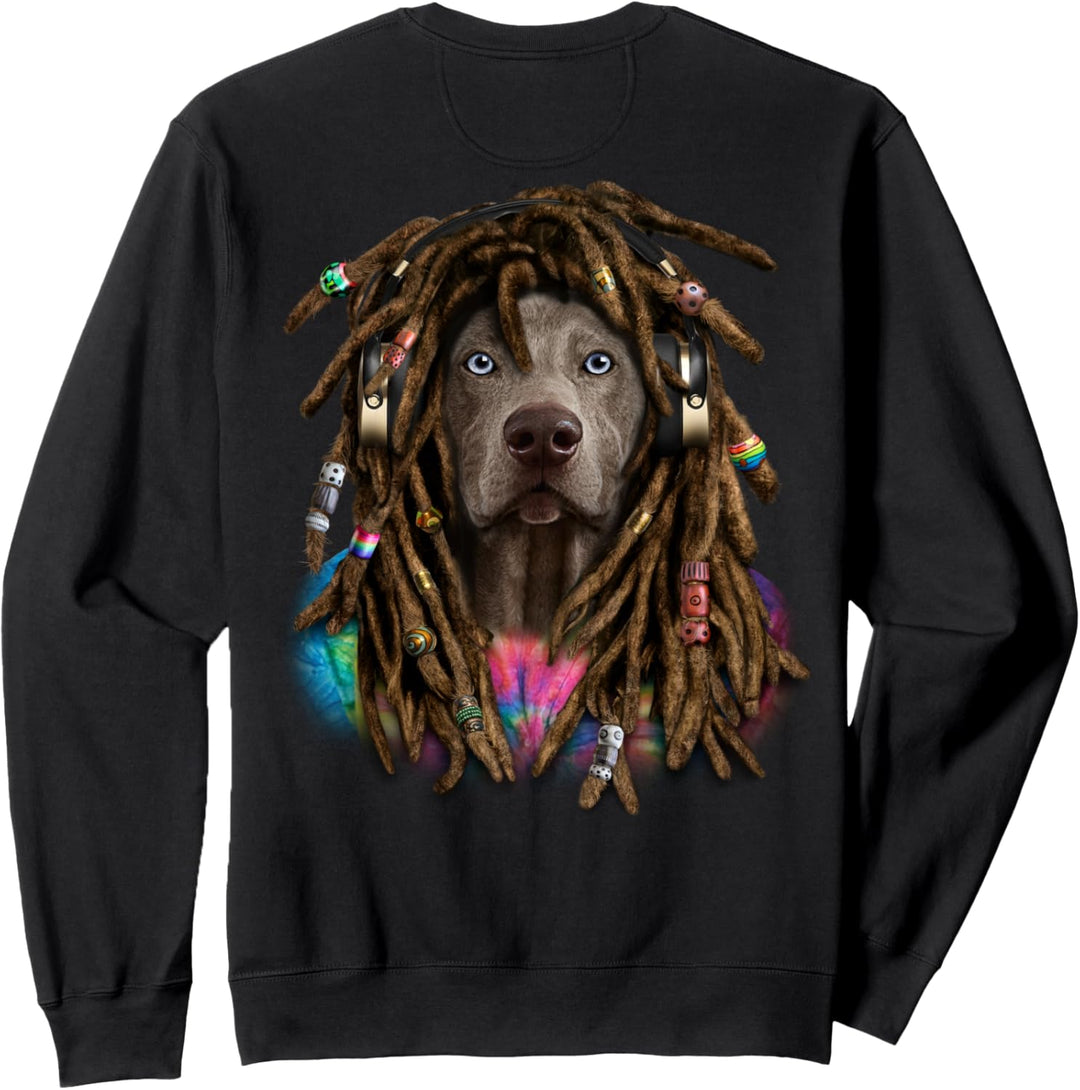 Weimaraner Hund mit Reggae Dreadlocks Haaren Sweatshirt