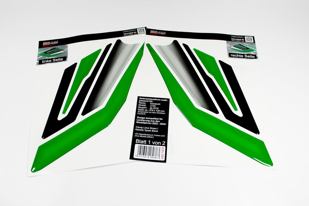 Tankpad Seitentank Pad Tankschutz Grün kompatibel für Kawasaki Z125 X801400 Kniepad - 1, Kniepad - 1