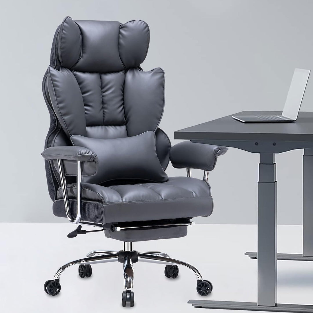 Efomao bürostuhl,PU Leder bürostuhl ergonomisch,schreibtischstuhl,Office Chair 200KG,Verstellbarer D