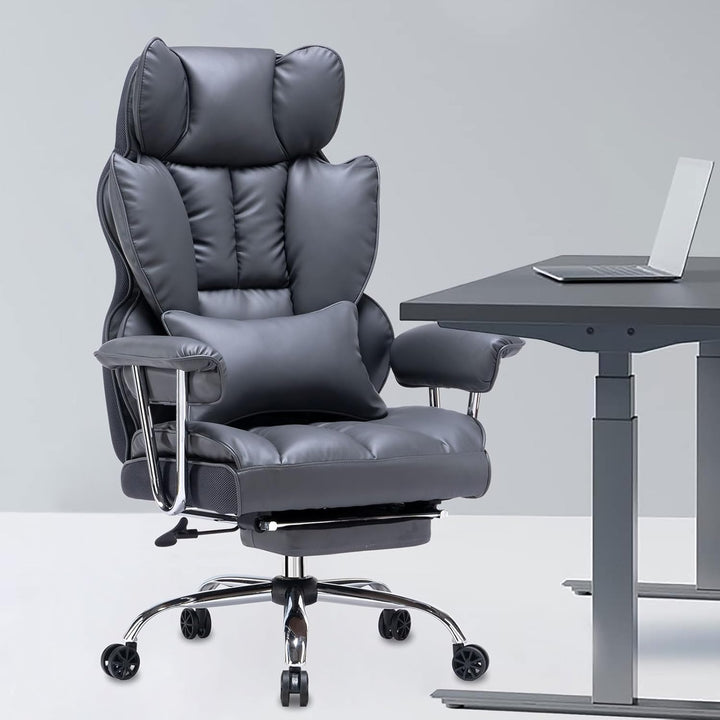 Efomao bürostuhl,PU Leder bürostuhl ergonomisch,schreibtischstuhl,Office Chair 200KG,Verstellbarer D