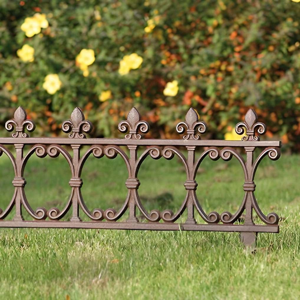 Esschert Design Beetzaun Klassik, breiter Zierzaun aus Gusseisen, 82 x 36 cm, Beet Abgrenzung mit Er