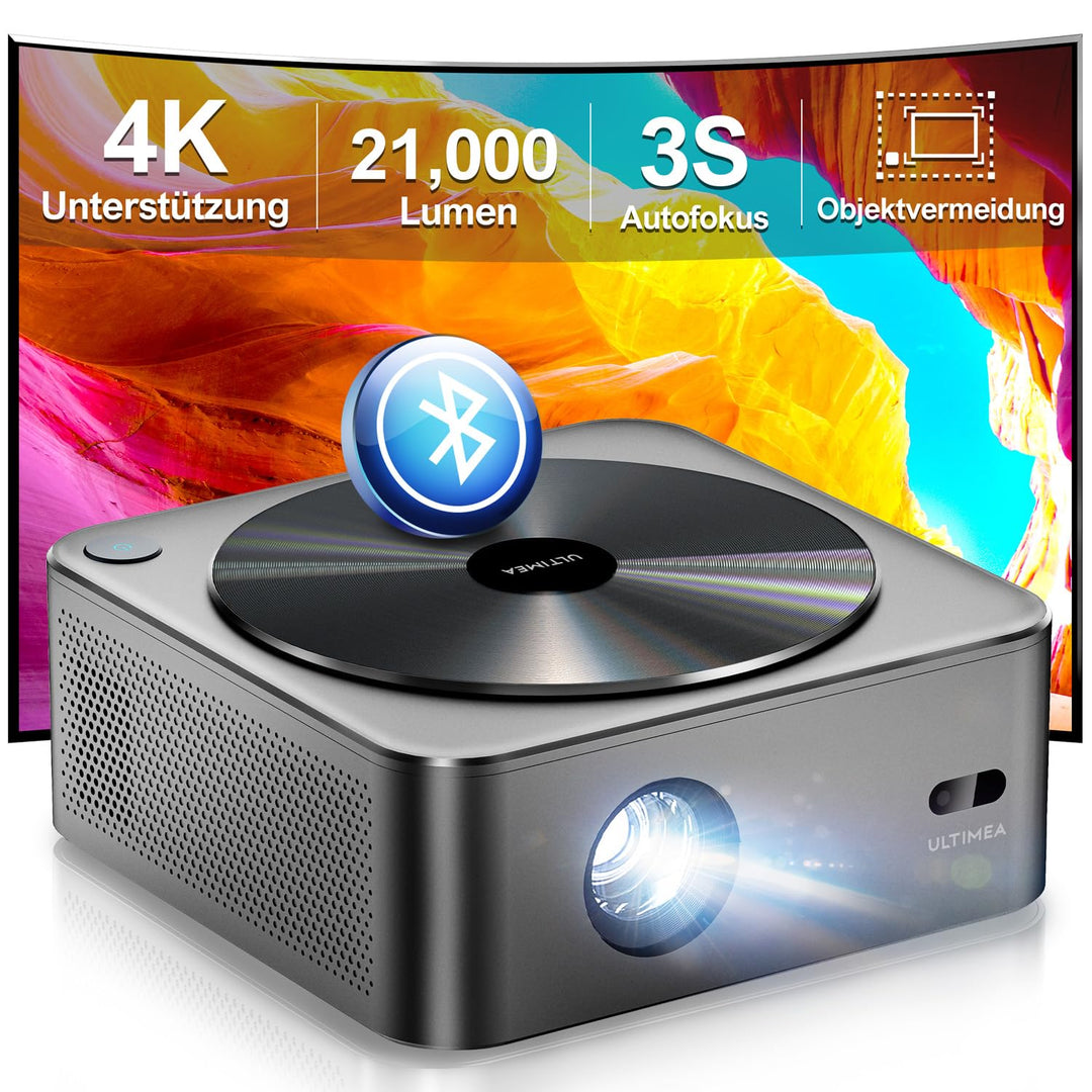 ULTIMEA Beamer WiFi Bluetooth Auto Fokus/Keystone, 700ANSI 21000 Lux, Overheadprojektor 4K, unterstü