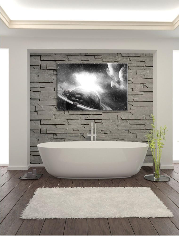 Pixxprint Planeten und Meteoriten als Leinwandbild/Grösse: 100x70 / Wandbild/Kunstdruck/fertig bespa