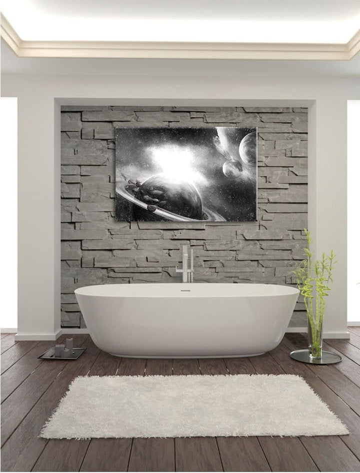 Pixxprint Planeten und Meteoriten als Leinwandbild/Grösse: 100x70 / Wandbild/Kunstdruck/fertig bespa