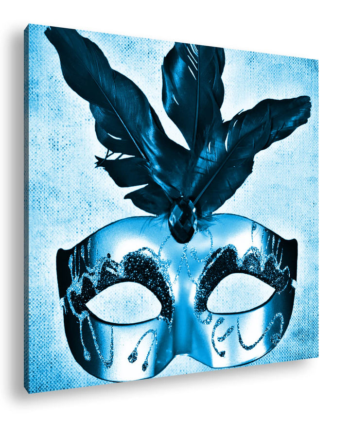deyoli Karnevals Maske Format: 70x70 Effekt: Monocrome Blau als Leinwand, Motiv fertig gerahmt auf E
