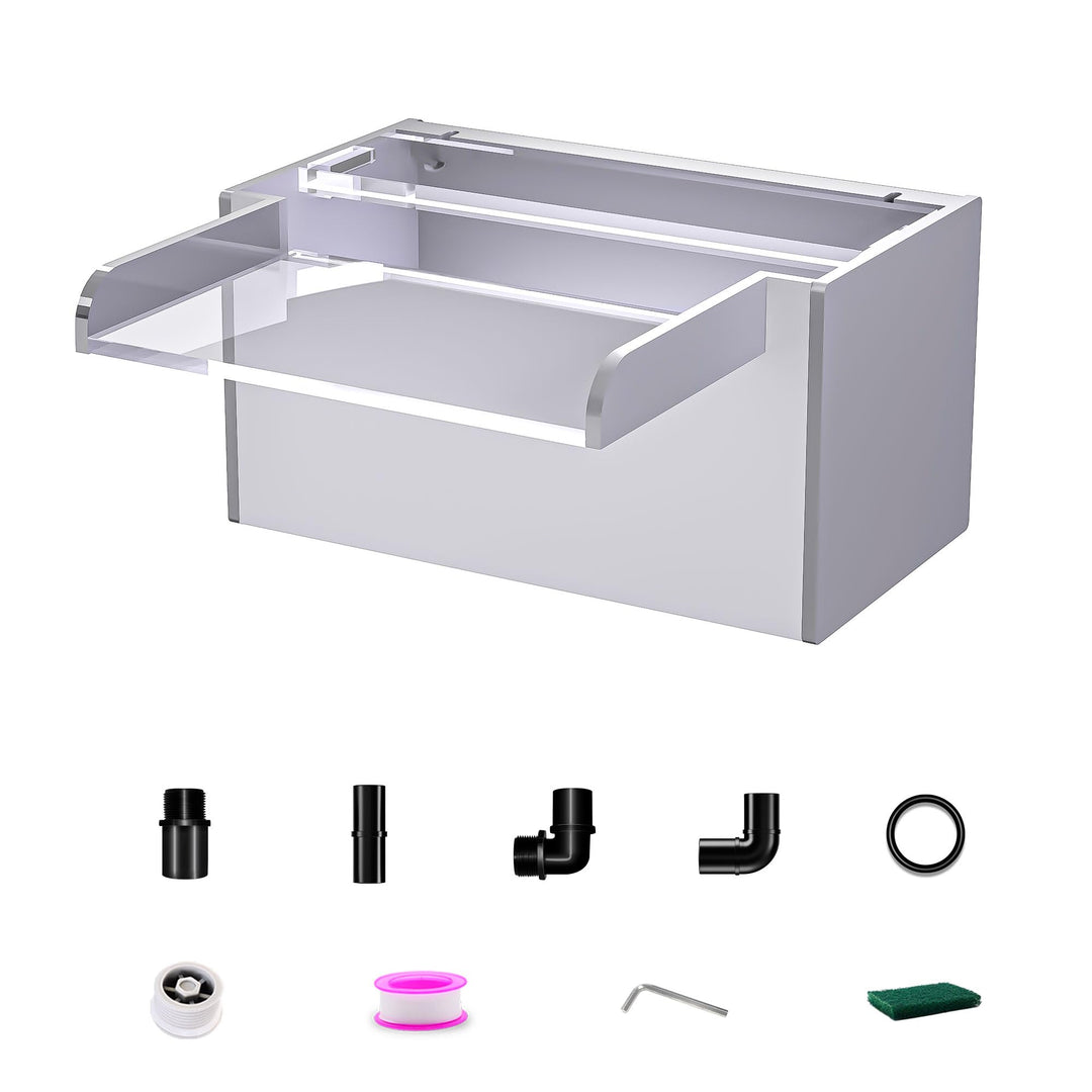 23cm Acryl-Teichwasserfall Blade Set, 12,2cm breite Acryl-Teichfontäne mit Zubehör, doppelter Einlas