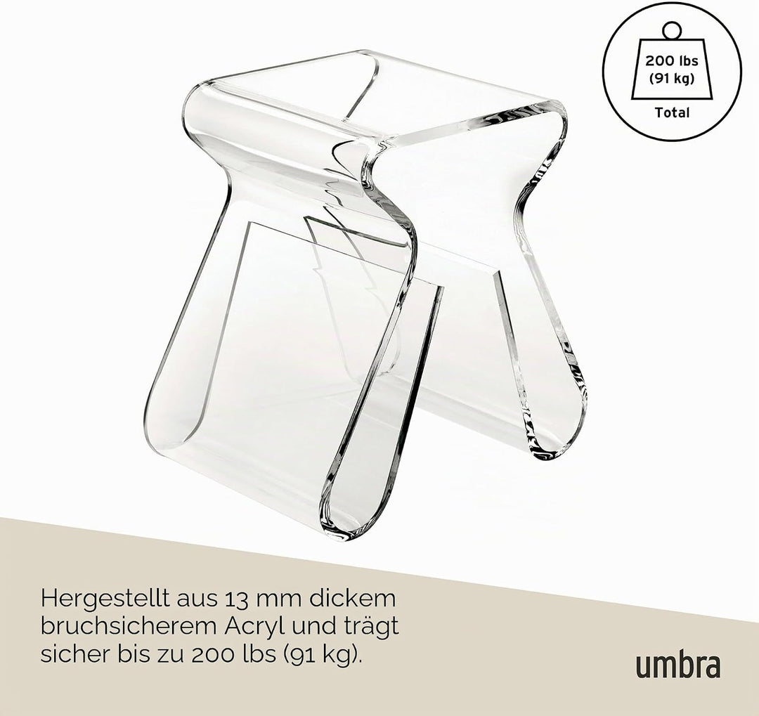 Umbra Magino Hocker mit integriertem Zeitschriftenständer, Acryl klar, Hocker