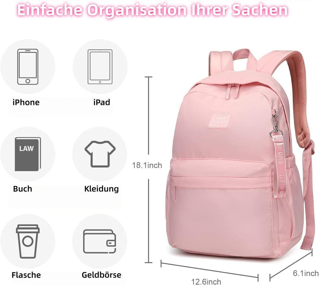 SUN EIGHT 30L Laptop-Rucksack Damen | Wasserabweisender Schulrucksack für Schule, Uni &amp; Reise, Gross