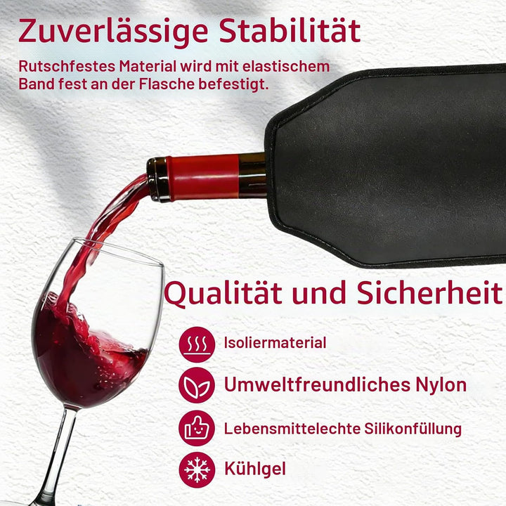 Kühlmanschette Wein, 2 Stück Weinkühler Manschette, Schwarz Flaschenkühler für Unterwegs, Wiederverw