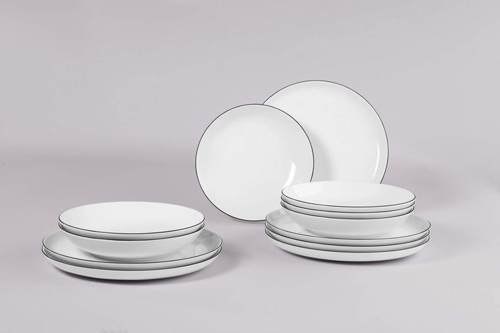 Seltmann Weiden Lido Tafelservice 12-teilig rund rund Black Line [RAB]