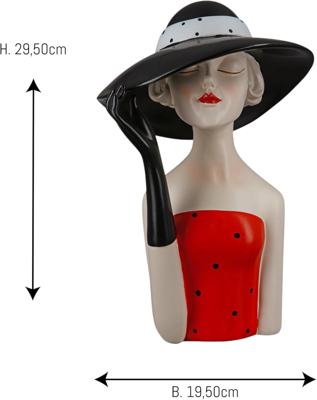 GILDE Deko Skulptur Figur Lady - mit schwarzem Hut - Dekoration und Geschenk - Höhe 29, 5 cm, 37195