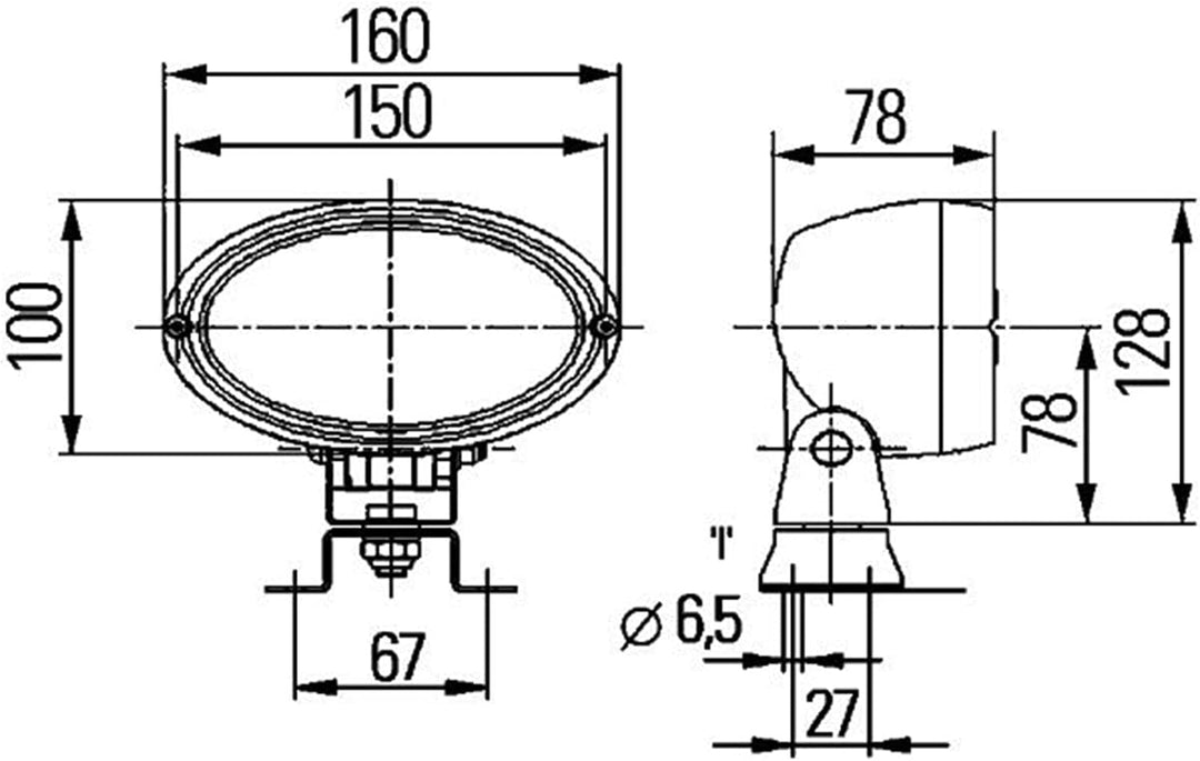 HELLA - Halogen-Arbeitsscheinwerfer - Oval 100 - 24/12V - Schraubanschluss/Anbau - 4-Punkt Befestigu