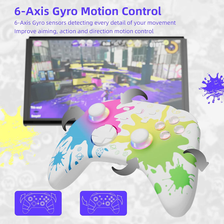 Mytrix Bluetooth Wireless Controller für Switch/Lite/OLED mit Optisch RGB-Joystick, Kompatibel mit S