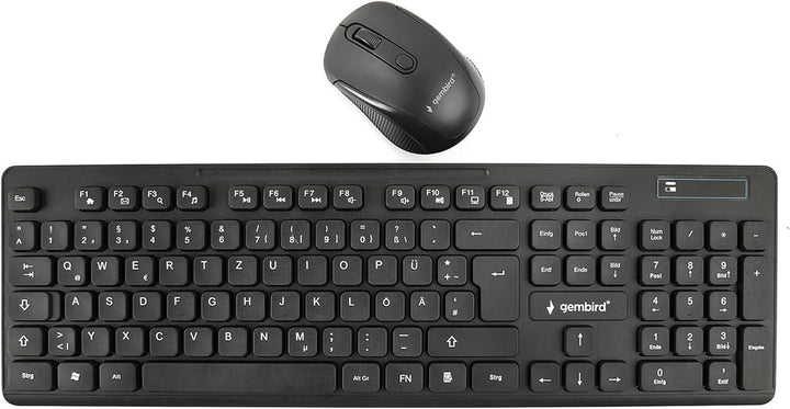 Energenie Kabelloses Desktop-Set – 2,4 GHz Tastatur & Maus, Vollformat QWERTZ-Tastatur, 4-Tasten opt