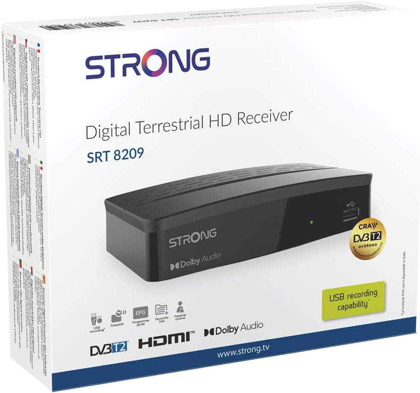 Strong SRT 8209 Digitaler HD-Receiver (DVB-T2, HDMI, USB Recorder, SCART, HEVC) schwarz