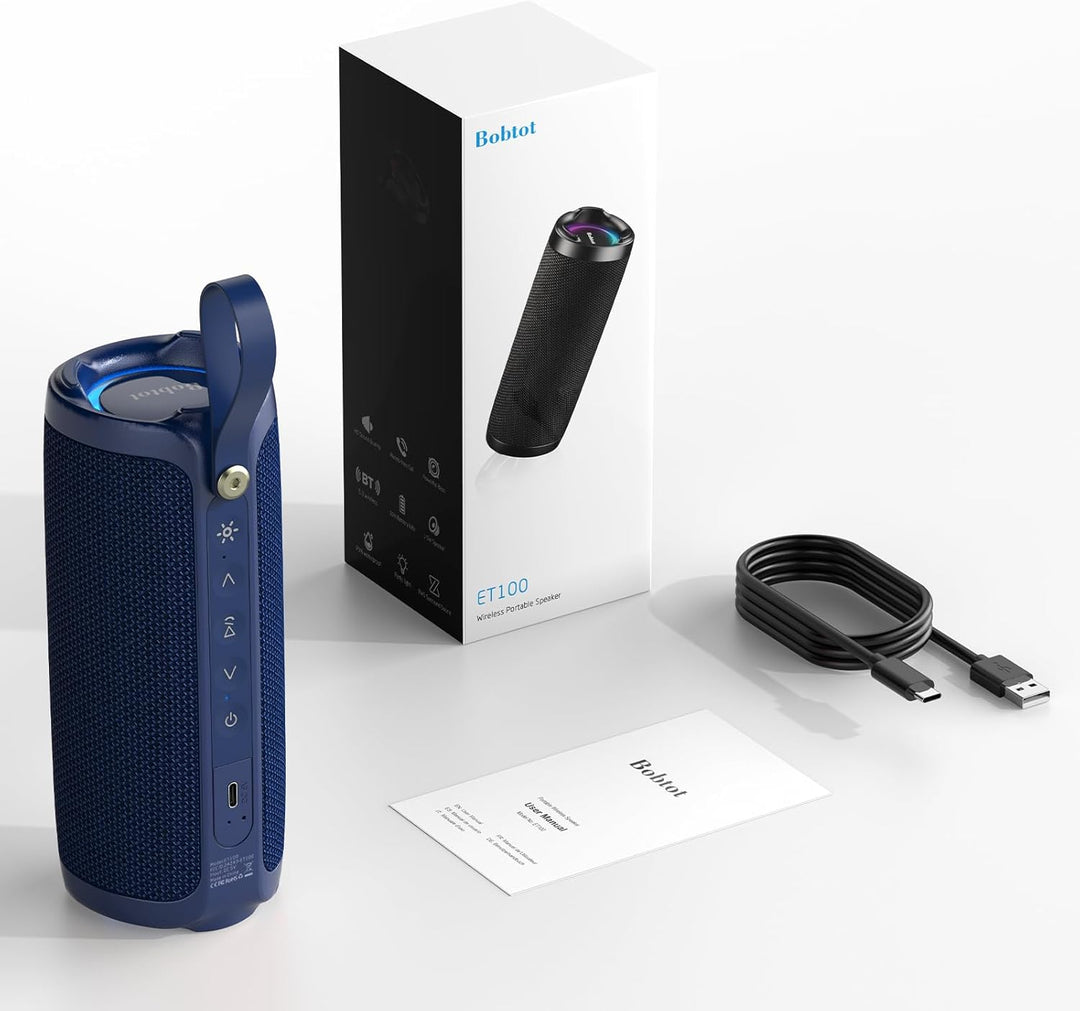 Bobtot Tragbarer Bluetooth-Lautsprecher, IPX6 wasserdicht, mit kräftigem Bass, 15 W lautem Sound, RG