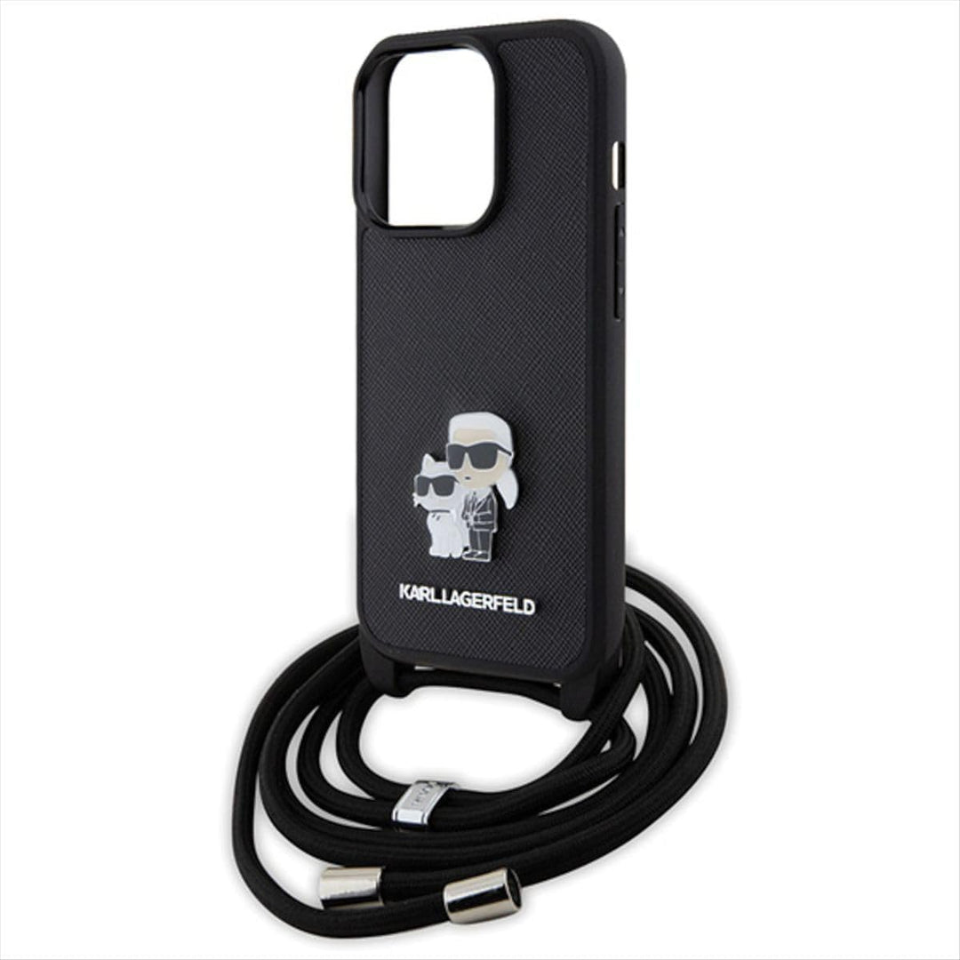 KARL LAGERFELD KLHCP15XSAKCPSK Hülle für iPhone 15 Pro Max 6.7" hardcase Schwarz Crossbody Saffiano