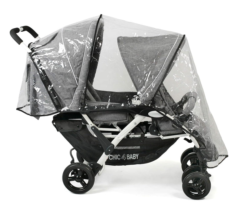 CHIC 4 BABY - Geschwisterwagen DUO mit Tragetasche und Regenschutz, Geschwisterkinderwagen für zwei