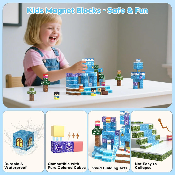 Magnetische Bausteine, Magnetbausteine 150 PCS für 3+ Jahre Alt, Magnetic Blocks Spielzeug-Sets für