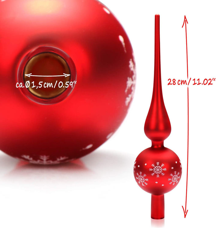 com-four® Weihnachtsbaumspitze matt - Christbaumspitze aus echtem Glas für Weihnachten - Tannenbaums
