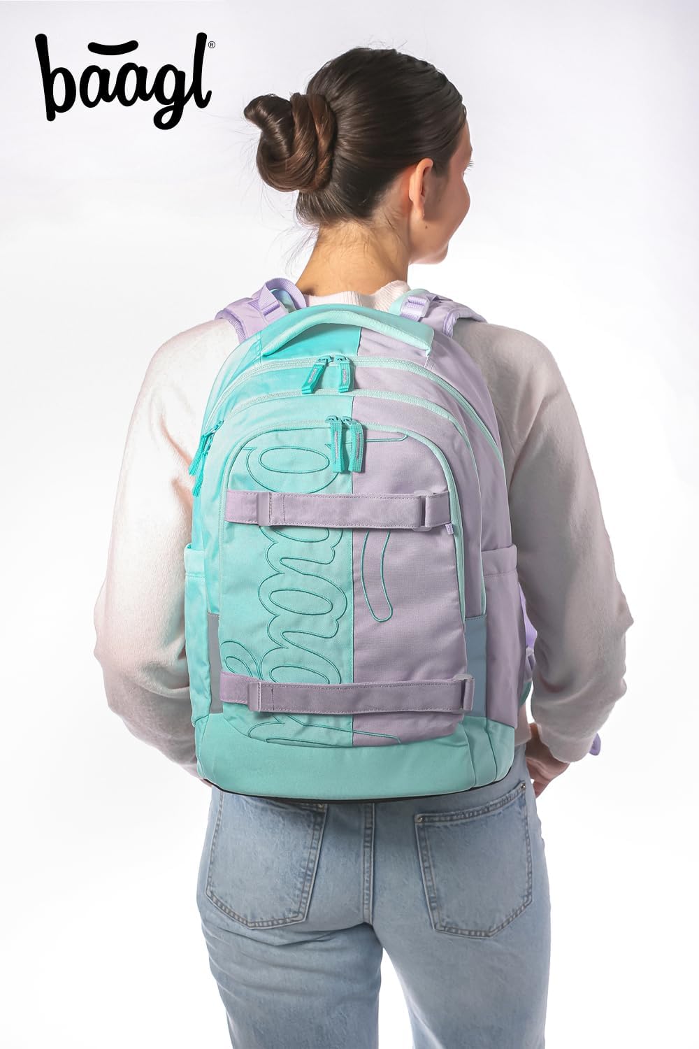 Baagl Schulrucksack Set Jungen Mädchen Teenager 5 Teilig, (Skateboard Rucksack Skate MAX, Mäppchen,
