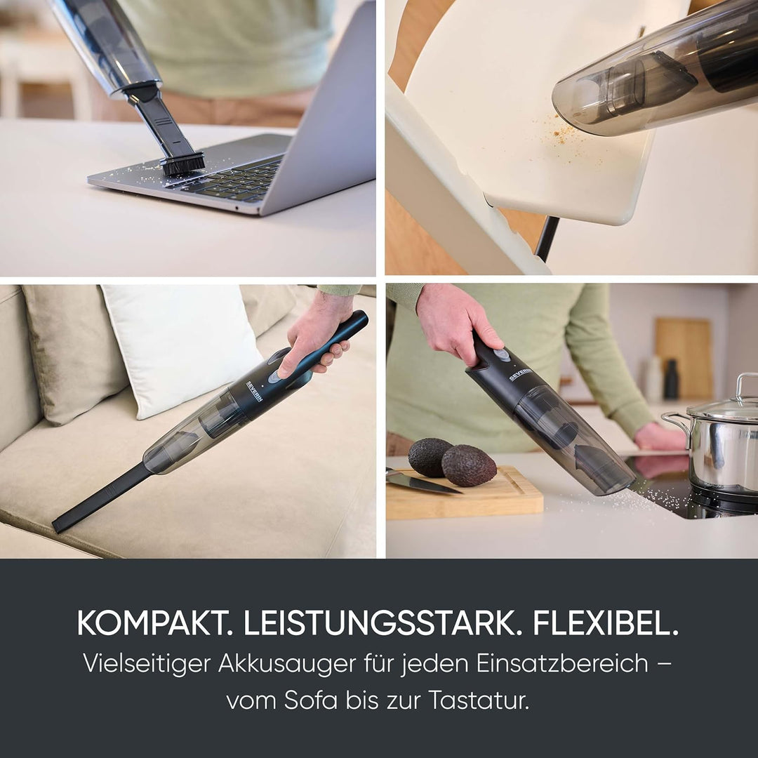 Severin 3-in-1 Handstaubsauger Akku, schlankes Design, bis zu 25 Minuten Laufzeit, 275 ml, Nass- & T