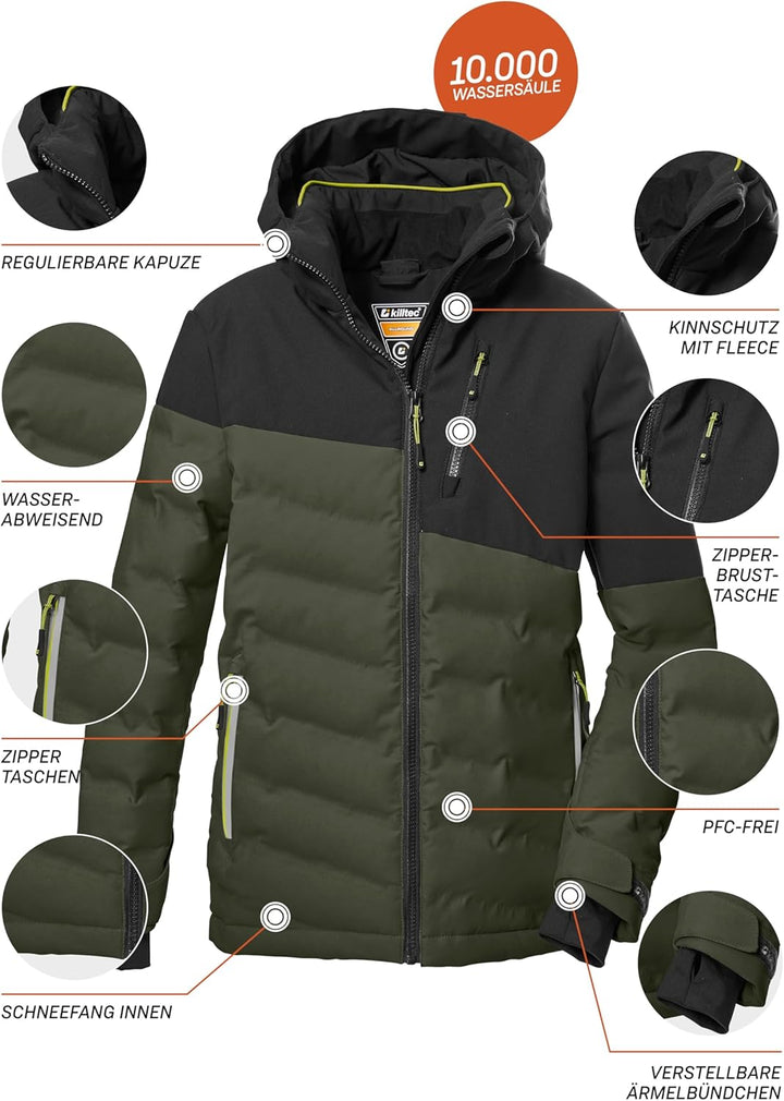 Killtec Jungen Ksw 172 Bys Ski Qltd Jckt Skijacke/Steppjacke mit Kapuze und Schneefang 152 dunkeloli