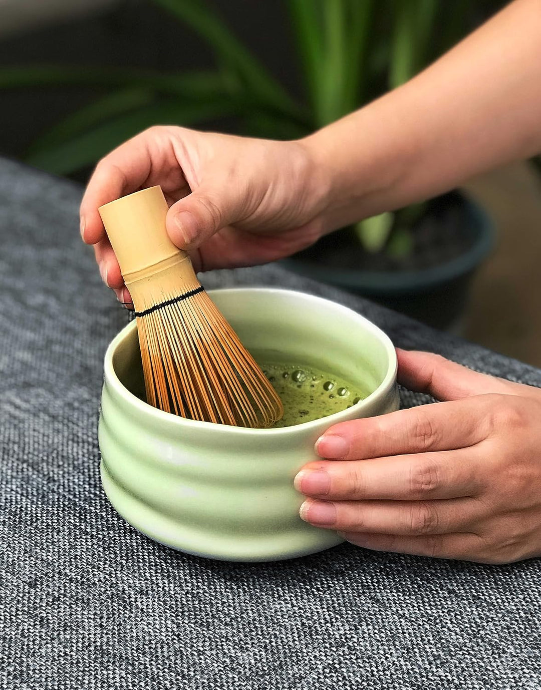 Matcha-Schale aus Keramik, handgefertigt, japanischer Grüntee-Schneebesen, Matcha-Teeschale für Zere