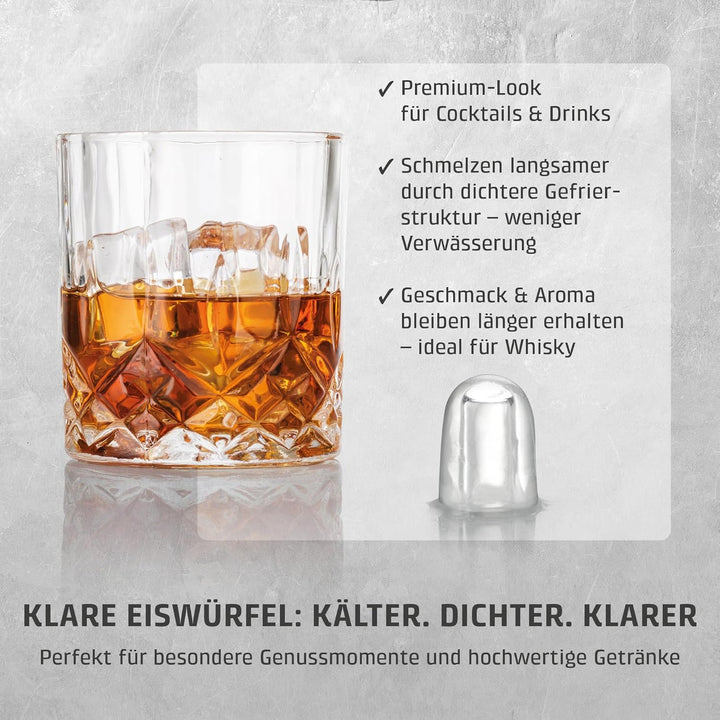 CASO Clear Ice Advanced Eiswürfelbereiter mit Kompressor – Leise 48 dB, klare & matte Eiswürfel, 8–1