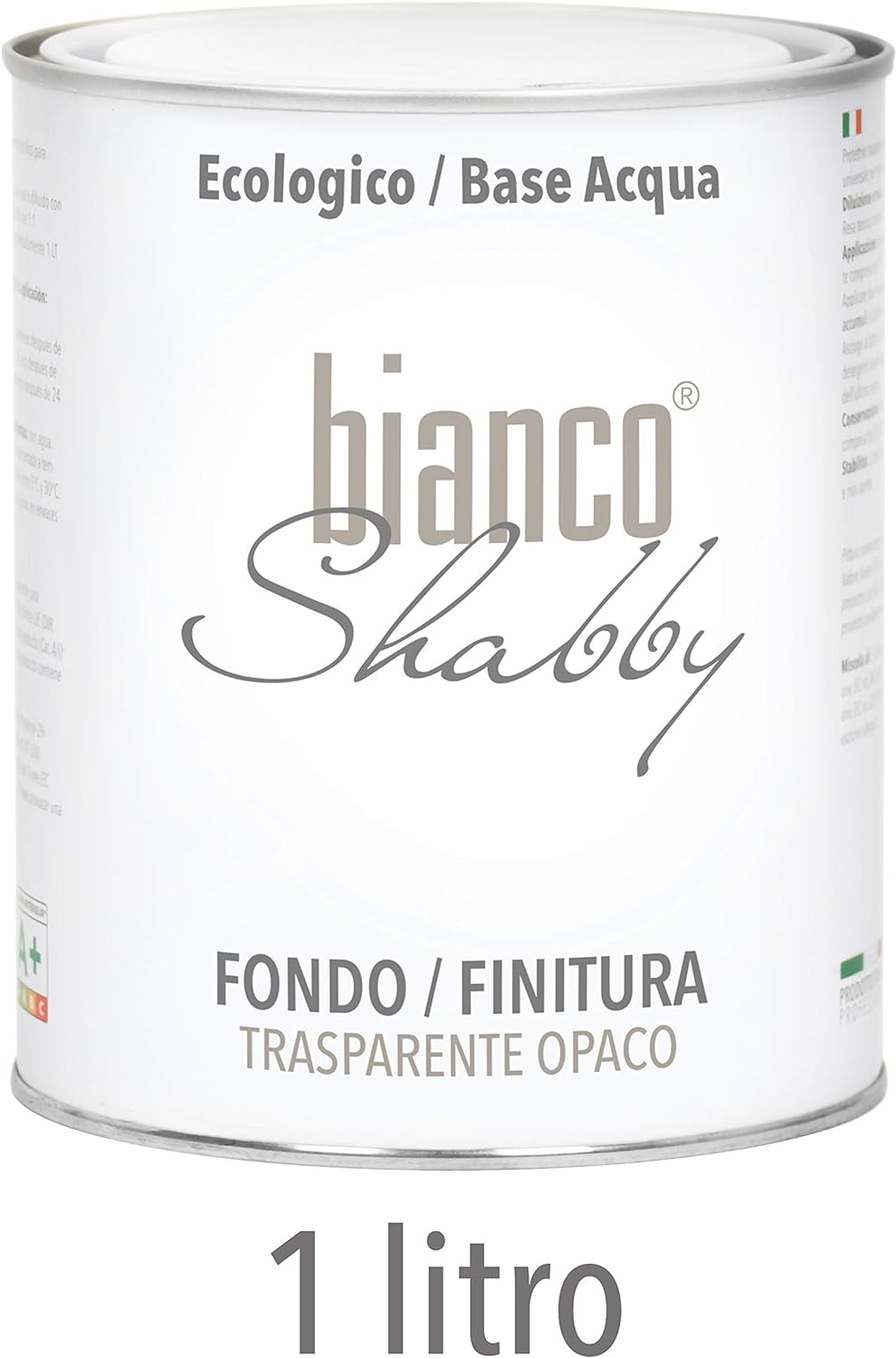 bianco Shabby® Kreidefarbe Set für Alle Oberflächen - 1 L Bianco Antico Farbe & 1 L Versiegelung Plu