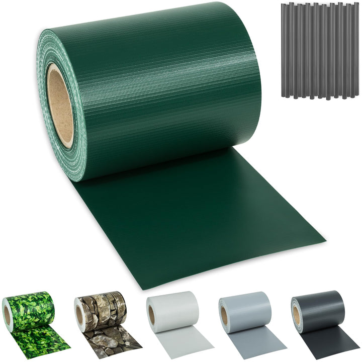 TecTake PVC Sichtschutzfolie Sichtschutzstreifen inkl. Befestigungsclips 450g/m² - Diverse Modelle -