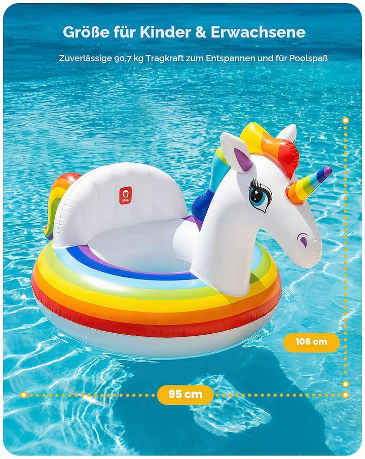 QPAU Inflatable Unicorn Pool Float for Adults &amp; Kids Small