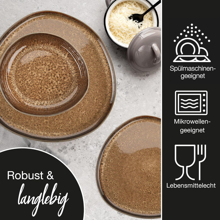 Moritz & Moritz ORGANIC Müslischalen Set 6-teilig Beige, Steingut Bowls im modernen Design, ca. 500