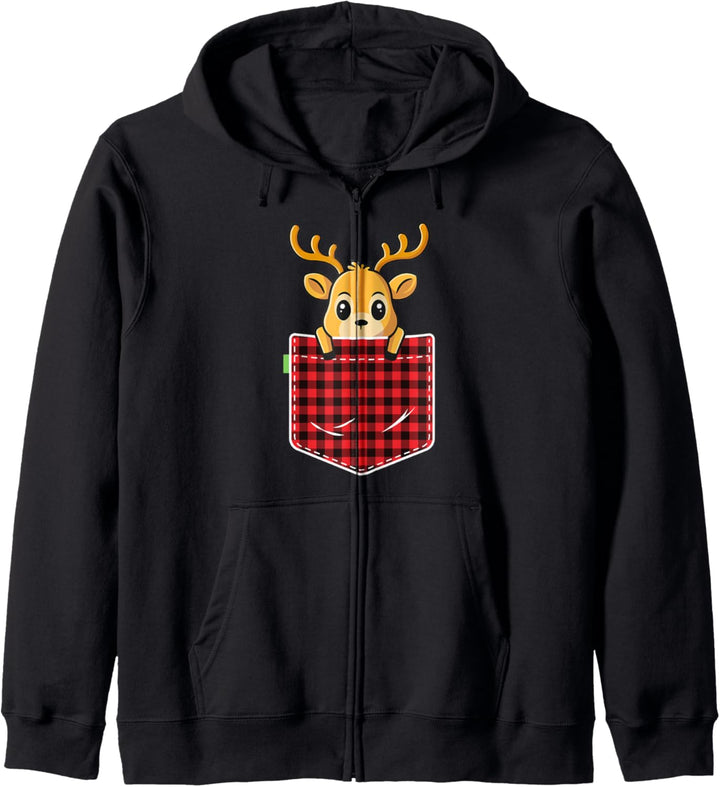 Christmas T Shirt For Women Kids Pocket Animal Reindeer Kapuzenjacke