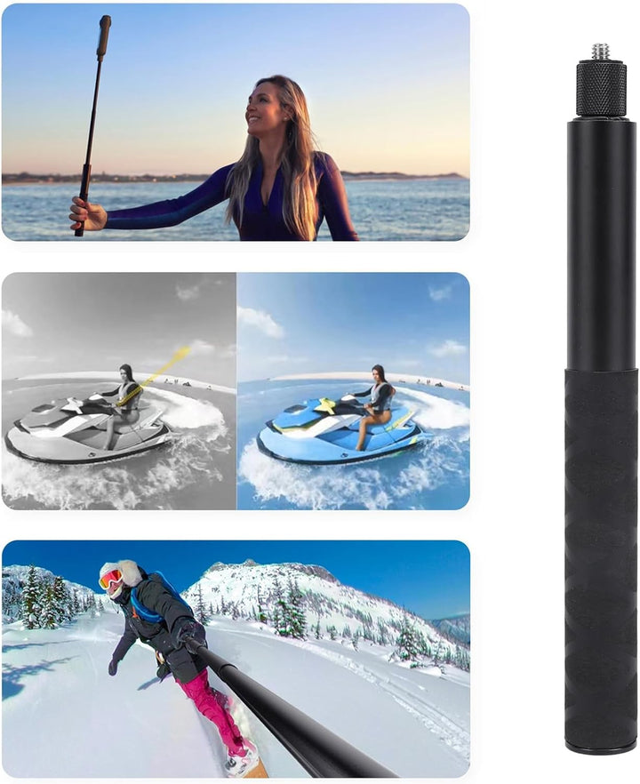 120cm Unsichtbarer Selfie Stick Action Cam, Aluminium Einstellbarer Verlängerung Selfiestick mit 1/4