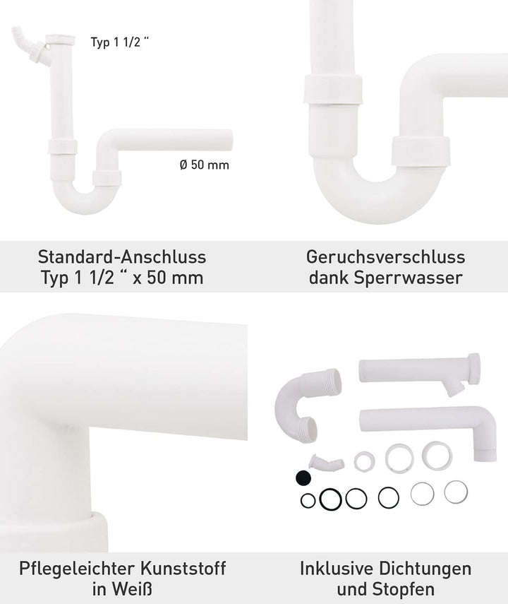 Viega 22548 9 Geruchsverschluss für Spülen 1 1/2 Zoll x 40mm, weiss Geruchsverschluss 1 1/2 Zoll x 4