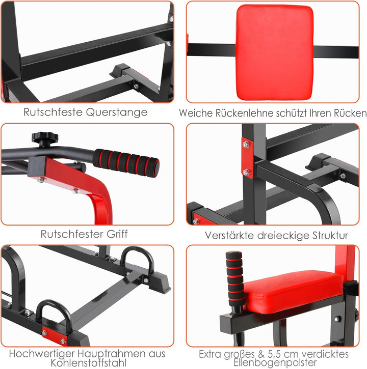 Power Tower Dip Station Klimmzugstange für Heim-Fitness-Studio Krafttraining Workout-Ausrüstung, höh