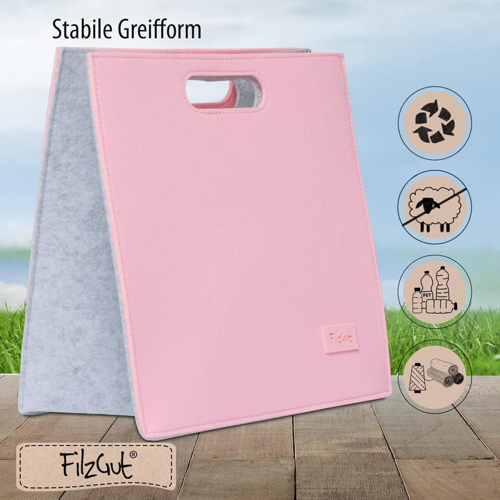 kallax box, Aufbewahrungsbox 33x33x33, Grau/Rosa Filzbox, 2er Filzkörbe Set, Regalkorb Korb Box,100%