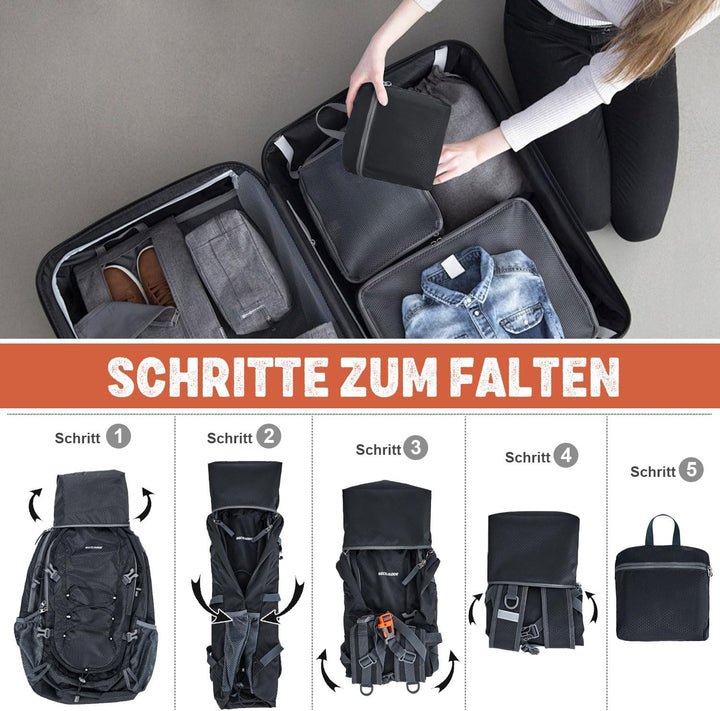Wanderrucksack Herren Damen 40L Ultraleichter Faltbarer Rucksack Wasserdichter Reiserucksack Trekkin